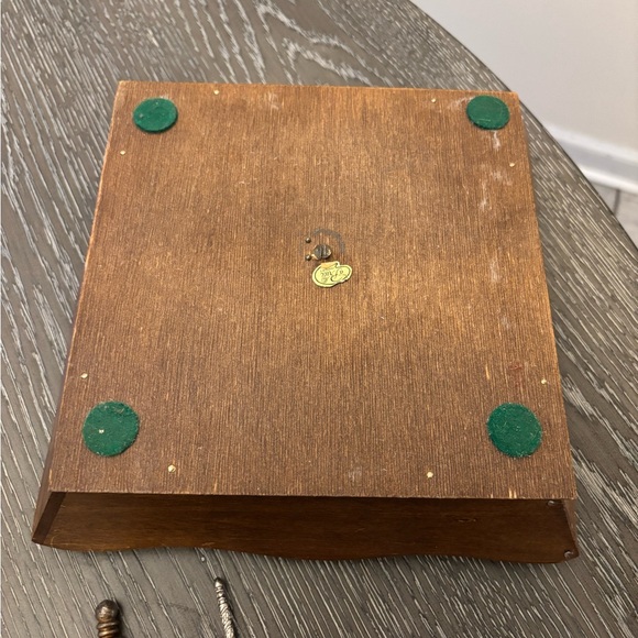 Vintage Square Wooden Nut Bowl With Nutcracker & 4 Picks Rustic Cabin Decor - Picture 5 of 7